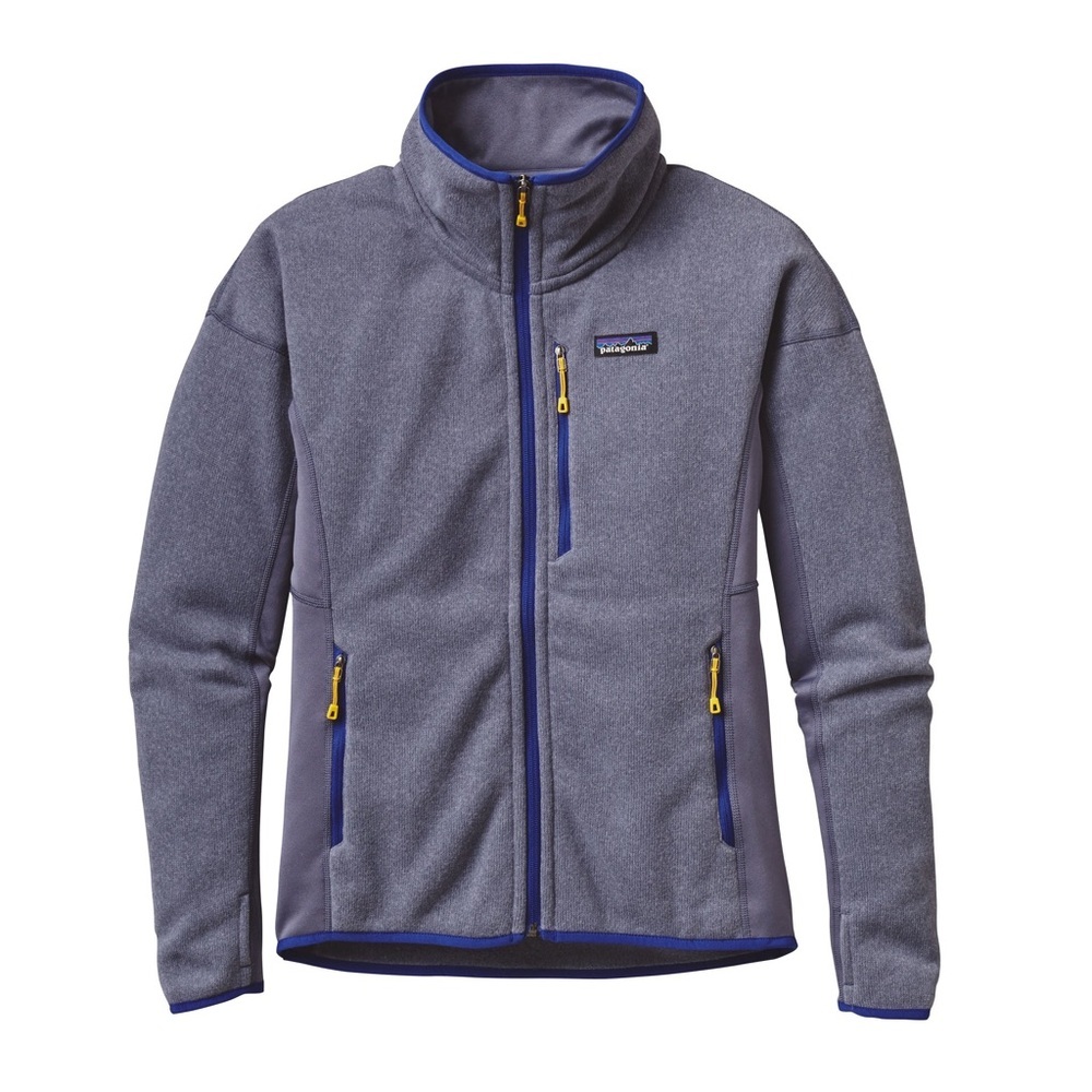 Patagonia Blue Periwinkle and Yellow Ski Jacket Performance Thumb Hole Cute NWOT - Picture 2 of 13